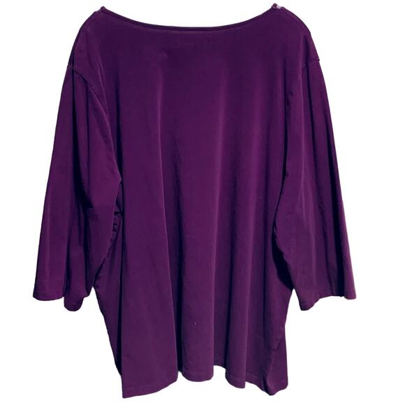CATHERINES Top 3X 3/4 Sleeves Plum Mesh Accent Suprema Collection 26/28W - Picture 7 of 7